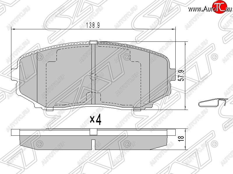 1 389 р. Колодки тормозные SAT (передние)  Mazda Bongo  Friendee - CX-9  TB  с доставкой в г. Краснодар