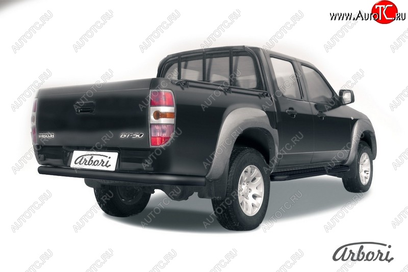 7 019 р. Защита заднего бампера Arbori (черная, 1 труба d76 mm). Mazda BT-50 (2006-2011)  с доставкой в г. Краснодар