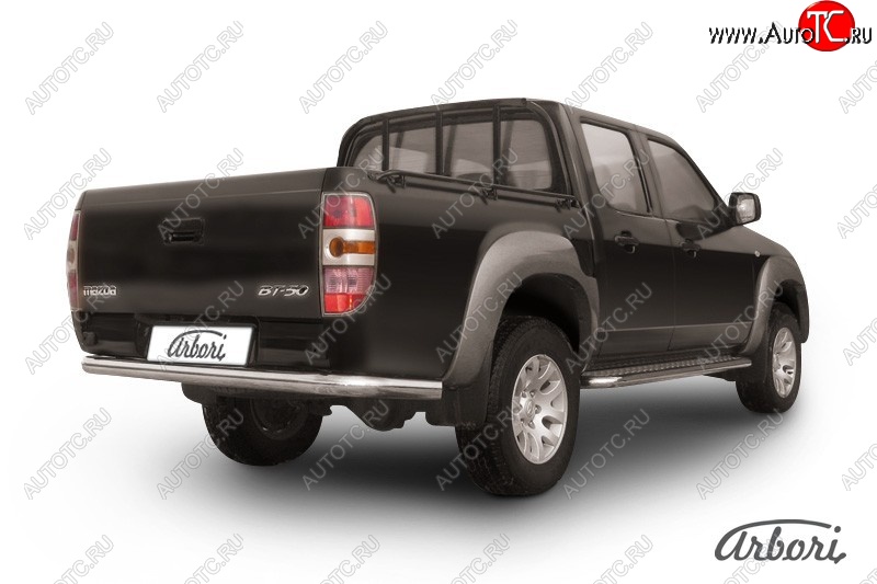 13 319 р. Защита заднего бампера Arbori (нержавейка, 1 труба d76 mm). Mazda BT-50 (2006-2011)  с доставкой в г. Краснодар