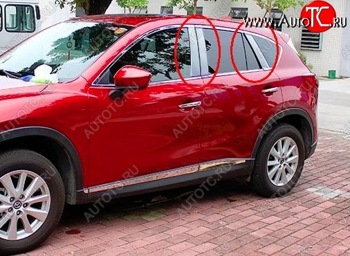 4 749 р. Накладки на центральные стойки дверей СТ Mazda CX-5 KE рестайлинг (2015-2017) (Неокрашенные)  с доставкой в г. Краснодар