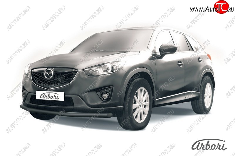 7 019 р. Защита переднего бампера Arbori (черная, 1 труба d57 mm). Mazda CX-5 KE рестайлинг (2015-2017)  с доставкой в г. Краснодар