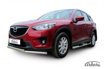 15 182 р. Защита переднего бампера Arbori (нержавейка, 2 трубы d57 и 42 mm) Mazda CX-5 KE рестайлинг (2015-2017)  с доставкой в г. Краснодар. Увеличить фотографию 2