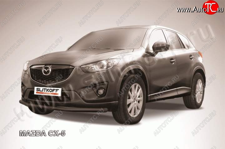 10 499 р. Защита переднего бампер Slitkoff Mazda CX-5 KE рестайлинг (2015-2017) (Цвет: серебристый)  с доставкой в г. Краснодар