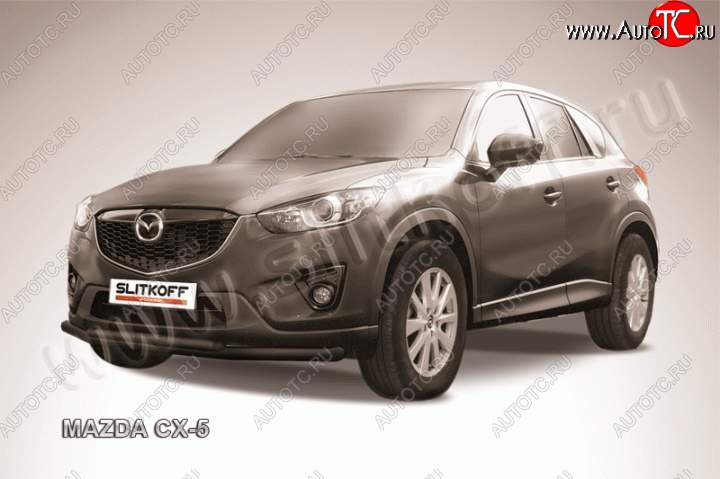 11 899 р. Защита переднего бампер Slitkoff Mazda CX-5 KE рестайлинг (2015-2017) (Цвет: серебристый)  с доставкой в г. Краснодар