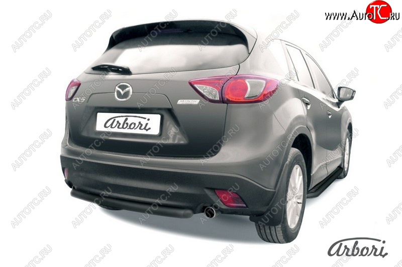 7 019 р. Защита заднего бампера Arbori (короткая, черная, 1 труба d57 mm). Mazda CX-5 KE дорестайлинг (2011-2014)  с доставкой в г. Краснодар