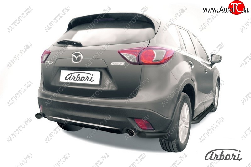 7 019 р. Защита заднего бампера Arbori (уголки, черная, 1 труба d57 mm). Mazda CX-5 KE дорестайлинг (2011-2014)  с доставкой в г. Краснодар