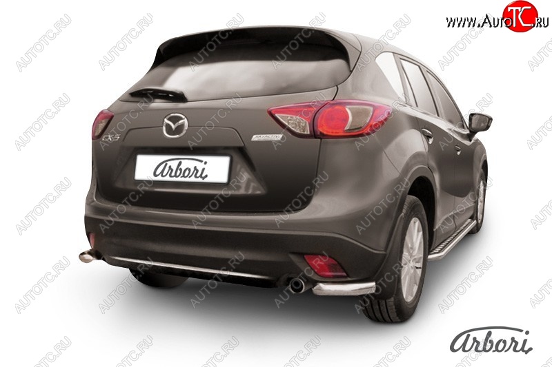 3 099 р. Защита заднего бампера Arbori (нержавейка, 1 труба d57 mm). Mazda CX-5 KE дорестайлинг (2011-2014)  с доставкой в г. Краснодар