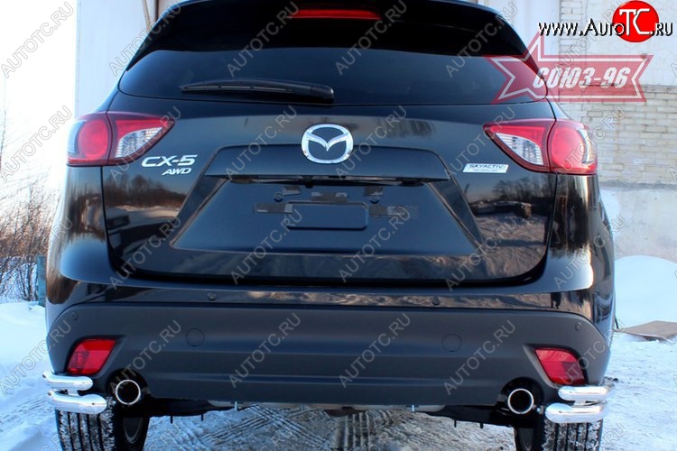 22 409 р. Защита заднего бампера из боковых уголков Souz-96 (d60/42) Mazda CX-5 KE дорестайлинг (2011-2014)  с доставкой в г. Краснодар