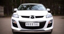 Защита переднего бампера (Ø75х42 мм, нержавейка) Russtal Mazda CX-7 ER рестайлинг (2010-2012)