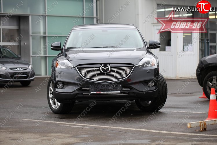 8 504 р. Декоративный элемент решетки радиатора Souz-96 (d10) Mazda CX-9 TB дорестайлинг (2007-2009)  с доставкой в г. Краснодар