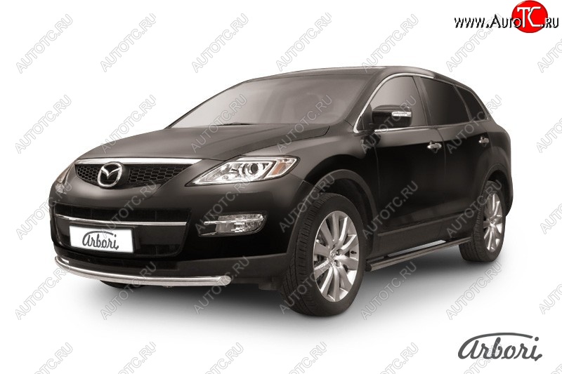 11 609 р. Защита переднего бампера Arbori (нержавейка, 1 труба d57 mm). Mazda CX-9 TB дорестайлинг (2007-2009)  с доставкой в г. Краснодар