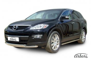 25 999 р. Защита переднего бампера Arbori (нержавейка, 2 трубы d57 и 57 mm) Mazda CX-9 TB дорестайлинг (2007-2009)  с доставкой в г. Краснодар. Увеличить фотографию 2