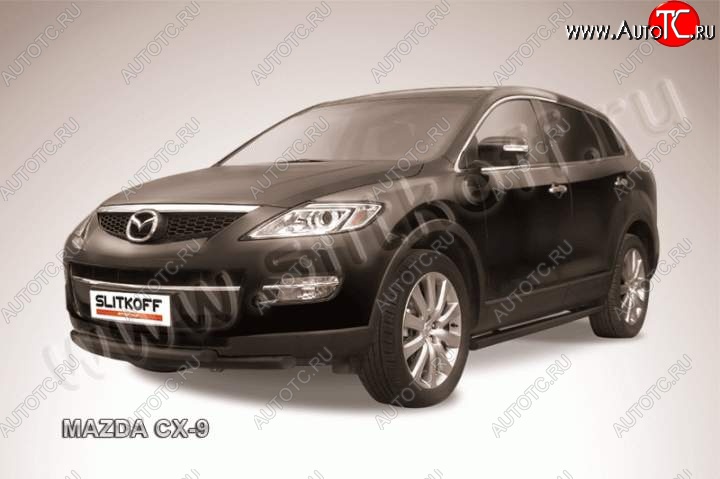 11 449 р. защита переднего бампера Slitkoff Mazda CX-9 TB дорестайлинг (2007-2009) (Цвет: серебристый)  с доставкой в г. Краснодар