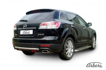 8 999 р. Защита заднего бампера Arbori (короткая, нержавейка, 1 труба d57 mm). Mazda CX-9 TB дорестайлинг (2007-2009)  с доставкой в г. Краснодар. Увеличить фотографию 2