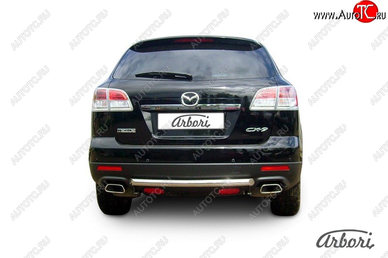 8 999 р. Защита заднего бампера Arbori (короткая, нержавейка, 1 труба d57 mm). Mazda CX-9 TB дорестайлинг (2007-2009)  с доставкой в г. Краснодар