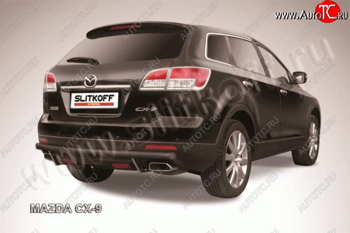 7 599 р. Защита задняя Slitkoff Mazda CX-9 TB дорестайлинг (2007-2009) (Цвет: серебристый)  с доставкой в г. Краснодар