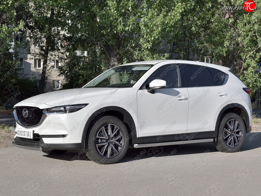 14 999 р. Защита переднего бампера из овальной трубы диаметром 75x42 мм Russtal Mazda CX-5 KF (2016-2024)  с доставкой в г. Краснодар