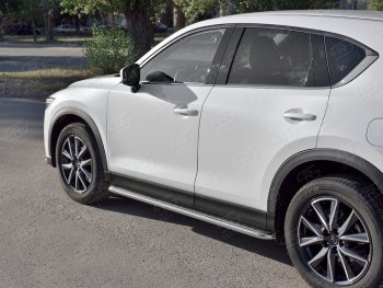 26 999 р. Широкая защита порогов с трубой диаметром 42 мм SLITKOFF v1  Mazda CX-5  KF (2016-2024)  с доставкой в г. Краснодар. Увеличить фотографию 2