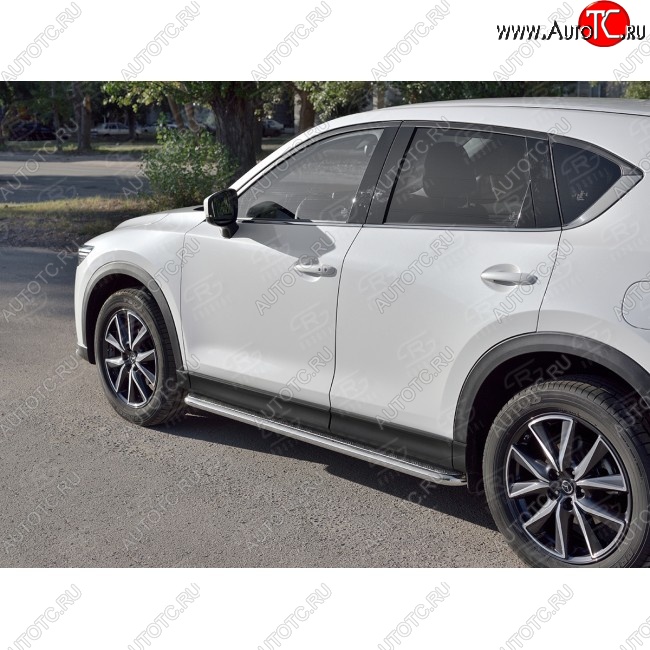 22 999 р. Широкая защита порогов с трубой диаметром 42 мм SLITKOFF v2  Mazda CX-5  KF (2016-2025)  с доставкой в г. Краснодар