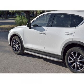 35 999 р. Защита порогов из круглой трубы диаметром 63 мм SLITKOFF v1  Mazda CX-5  KF (2016-2024)  с доставкой в г. Краснодар. Увеличить фотографию 2