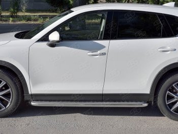 35 999 р. Защита порогов из круглой трубы диаметром 63 мм SLITKOFF v1  Mazda CX-5  KF (2016-2024)  с доставкой в г. Краснодар. Увеличить фотографию 3