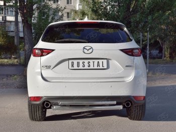 18 499 р. Защита заднего бампера (Ø63 и 42 мм, нержавейка) SLITKOFF  Mazda CX-5  KF (2016-2024)  с доставкой в г. Краснодар. Увеличить фотографию 2