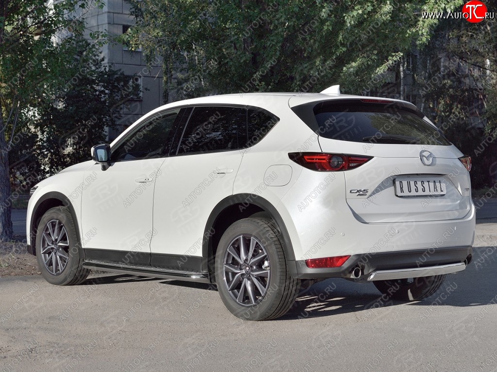 14 999 р. Защита заднего бампера (Ø75x42 мм, нержавейка) Russtal Mazda CX-5 KF (2016-2024)  с доставкой в г. Краснодар