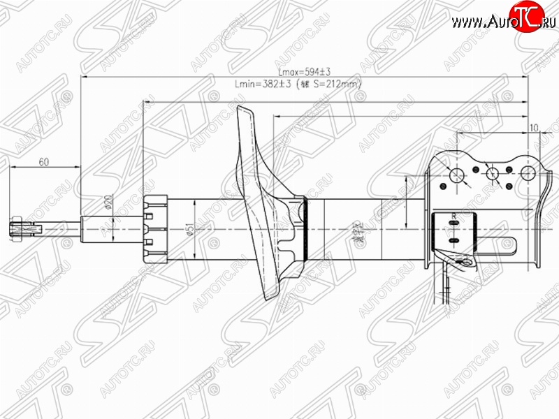 3 479 р. Правый амортизатор задний SAT Mazda 323/Familia седан BJ дорестайлинг (1998-2000)  с доставкой в г. Краснодар