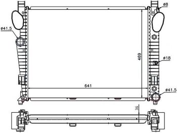 Радиатор двигателя SAT (пластинчатый, 2.8/3.2/3.2D/3.5/4.0D/4.3/5.0/5.5/6.0/6.5, АКПП) Mercedes-Benz S class W220 (1998-2005)