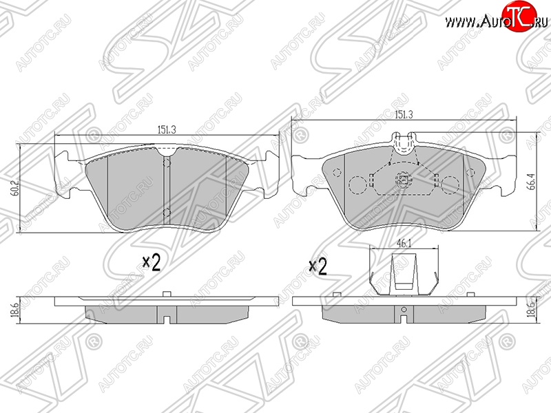 1 549 р. Колодки тормозные передние SAT  Mercedes-Benz C-Class  W202 - E-Class  W210  с доставкой в г. Краснодар