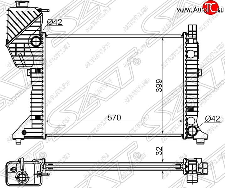 9 499 р. Радиатор двигателя SAT (трубчатый, МКПП) Mercedes-Benz Sprinter W905 рестайлинг (2000-2006)  с доставкой в г. Краснодар