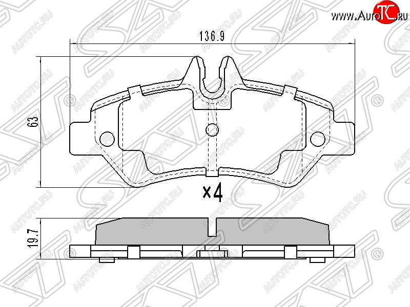 1 059 р. Колодки тормозные задние SAT  Mercedes-Benz Sprinter  W906 (2006-2013)  с доставкой в г. Краснодар