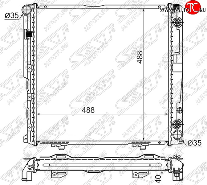 8 849 р. Радиатор двигателя SAT (пластинчатый, 2.0/2.2, АКПП)  Mercedes-Benz E-Class ( W124,  S124) (1984-1996) седан дорестайлинг, универсал рестайлинг  с доставкой в г. Краснодар