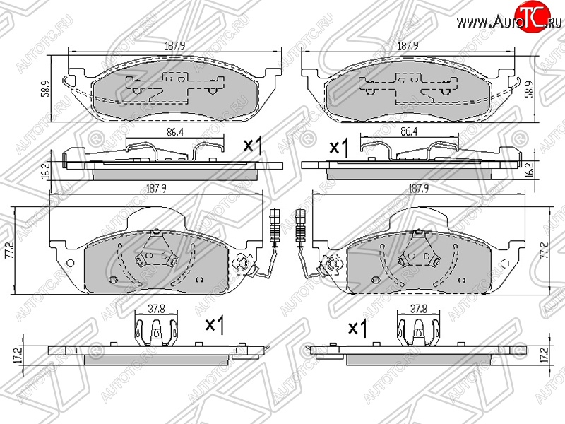 1 859 р. Колодки тормозные SAT (передние)  Mercedes-Benz ML class  W163 (1997-2001) дорестайлинг  с доставкой в г. Краснодар