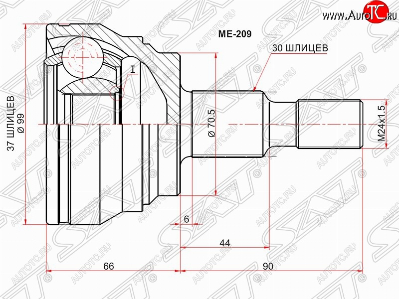 3 599 р. Шрус (наружный) SAT (37*30*70.3 мм)  Mercedes-Benz ML class ( W164,  W166) (2005-2015) дорестайлинг, рестайлинг  с доставкой в г. Краснодар