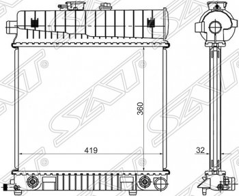 Радиатор двигателя (пластинчатый, 1.8/2.0/2.3, МКПП/АКПП) SAT Mercedes-Benz E-Class W210 седан рестайлинг (1999-2002)