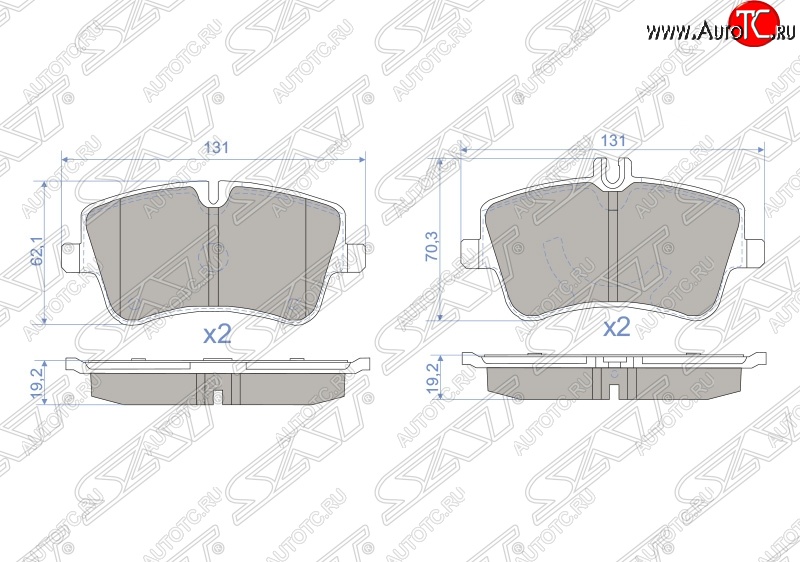 1 239 р. Колодки тормозные SAT (передние)  Mercedes-Benz C-Class  W203 (2000-2008) дорестайлинг седан, рестайлинг седан  с доставкой в г. Краснодар