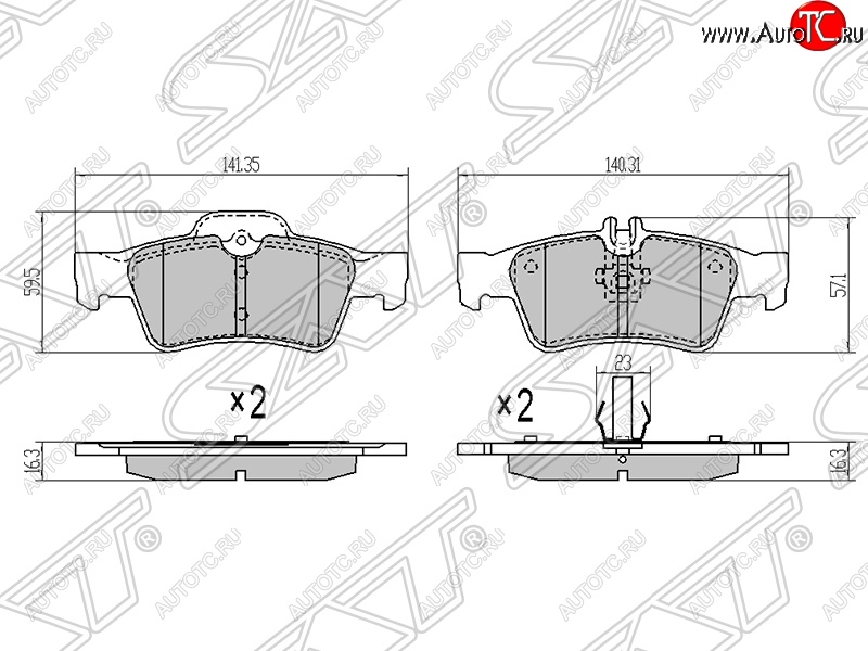 1 199 р. Колодки тормозные задние SAT  Mercedes-Benz E-Class ( W211,  W212) (2002-2012) дорестайлинг седан, рестайлинг седан, дорестайлинг седан  с доставкой в г. Краснодар