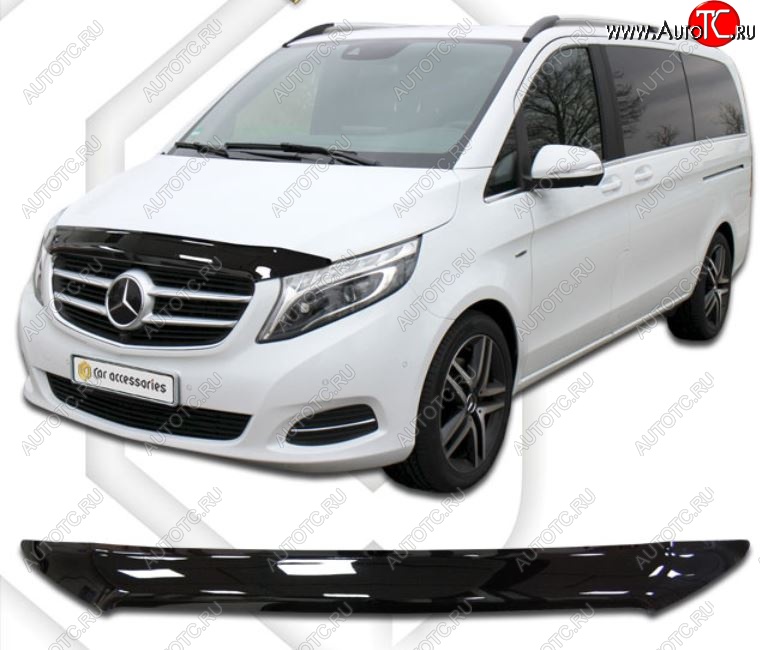 2 099 р. Дефлектор капота CA-Plastiс  Mercedes-Benz Vito  W447 (2015-2025) дорестайлинг, рестайлинг (Classic черный, Без надписи)  с доставкой в г. Краснодар