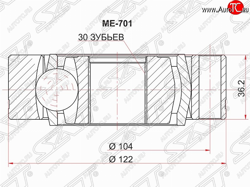 2 899 р. Шрус (внутренний) SAT (30*122 мм) Mercedes-Benz Vito W638 (1996-2003)  с доставкой в г. Краснодар