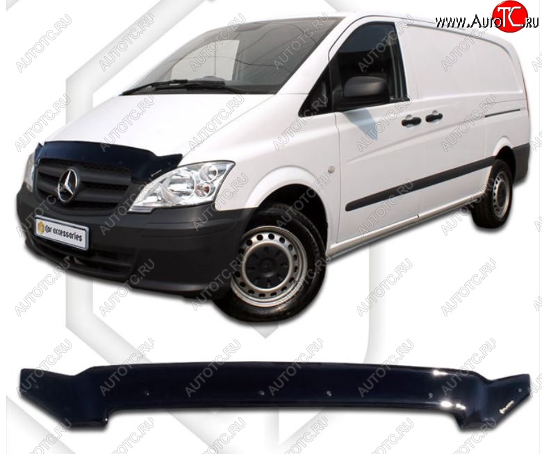 2 099 р. Дефлектор капота CA-Plastiс  Mercedes-Benz Vito  W639 (2010-2014) рестайлинг (Classic черный, Без надписи)  с доставкой в г. Краснодар