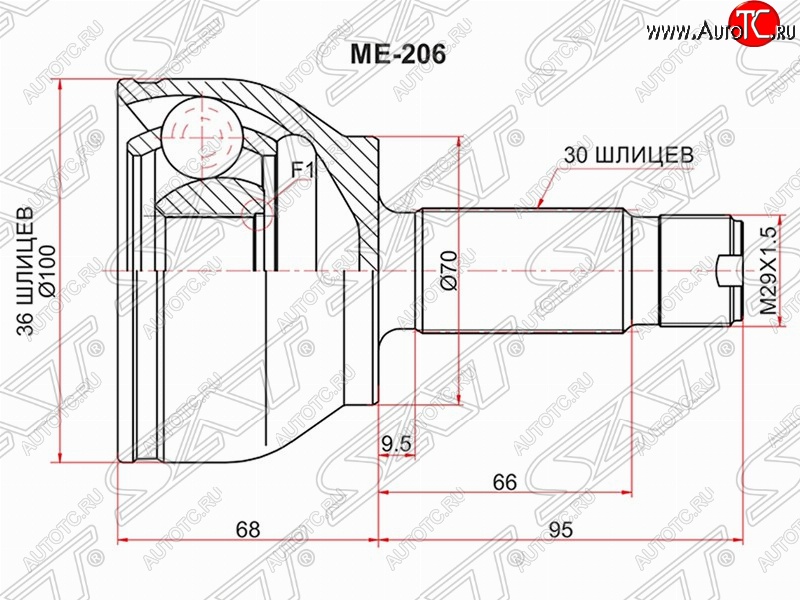 2 599 р. Шрус (наружный) SAT (36*30*70 мм)  Mercedes-Benz Vito  W639 (2003-2014) дорестайлинг, рестайлинг  с доставкой в г. Краснодар