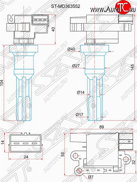 1 379 р. Катушка зажигания SAT  Mitsubishi Airtek - Outlander  CU  с доставкой в г. Краснодар