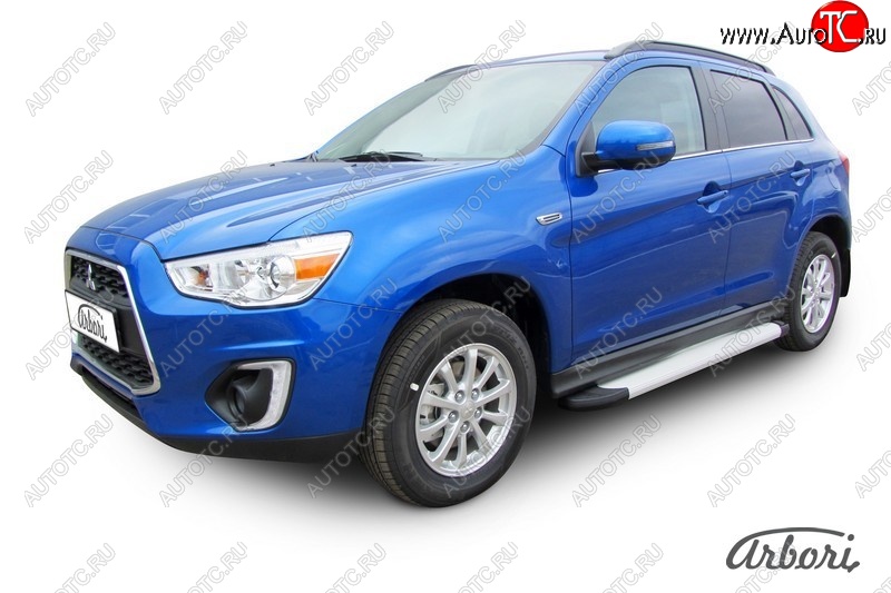 10 979 р. Порожки для ног Arbori Optima Silver Mitsubishi ASX 1-ый рестайлинг (2013-2016)  с доставкой в г. Краснодар