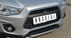 15 549 р. Защита переднего бампера (2 трубыØ63 и 42 мм, нержавейка) SLITKOFF Mitsubishi ASX 1-ый рестайлинг (2013-2016)  с доставкой в г. Краснодар. Увеличить фотографию 2