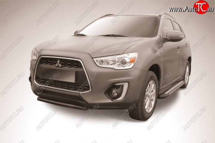 9 799 р. Защита переднего бампера d57 Slitkoff  Mitsubishi ASX (2013-2016) 1-ый рестайлинг (Цвет: серебристый)  с доставкой в г. Краснодар