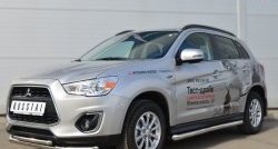 14 849 р. Защита порогов из круглой трубы диаметром 63 мм Russtal Mitsubishi ASX 1-ый рестайлинг (2013-2016) (Защита порогов с со скосами на торцах (вариант 1))  с доставкой в г. Краснодар. Увеличить фотографию 4