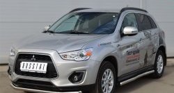 14 849 р. Защита порогов из круглой трубы диаметром 63 мм Russtal Mitsubishi ASX 1-ый рестайлинг (2013-2016) (Защита порогов с со скосами на торцах (вариант 1))  с доставкой в г. Краснодар. Увеличить фотографию 11