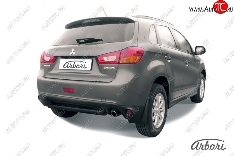 5 219 р. Защита заднего бампера Arbori (короткая, черная, 1 труба d57 mm). Mitsubishi ASX 1-ый рестайлинг (2013-2016)  с доставкой в г. Краснодар