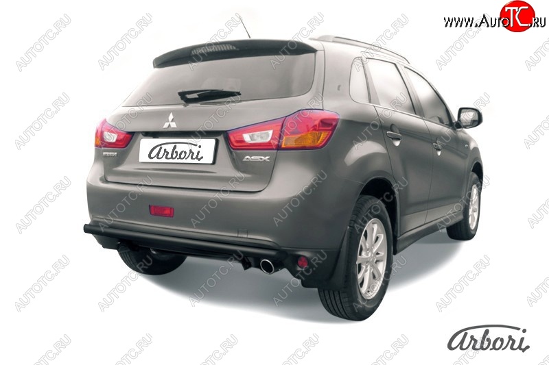 6 029 р. Защита заднего бампера Arbori (черная, 1 труба d57 mm). Mitsubishi ASX 1-ый рестайлинг (2013-2016)  с доставкой в г. Краснодар